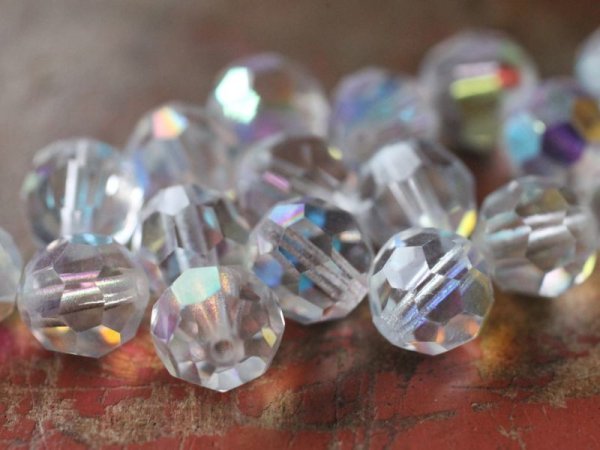 画像2: ジャパンヴィンテージ・クリスタルガラス【クリアーAB 8mm】100粒 (2)