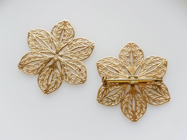 画像4: 当店加工　USA真鍮製フィリグリー　大き目　ブローチセット【N】 (4)