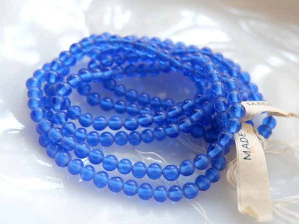 画像2: ジャパンヴィンテージ　ガラスビーズ【サファイア・約3.5ｍｍ】約200粒 (2)