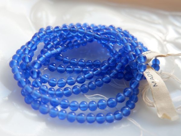 画像4: ジャパンヴィンテージ　ガラスビーズ【サファイア・約3.5ｍｍ】約200粒 (4)