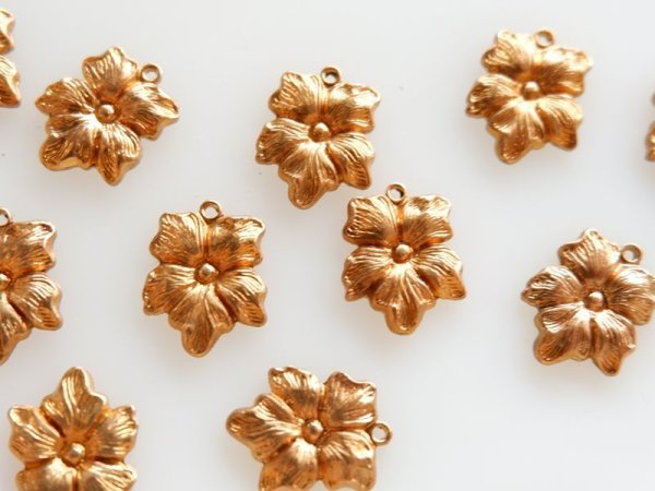 画像3: ヴィンテージUSA真鍮製　ゼラニウムチャーム　2個 (3)