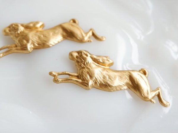 画像2: アメリカ製 真鍮(ブラス)パーツ　ラビット　うさぎ　1個 (2)