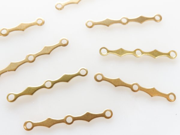 画像3: USA真鍮製　リベット用接続バー【3つ穴装飾　37ミリ】4本 (3)