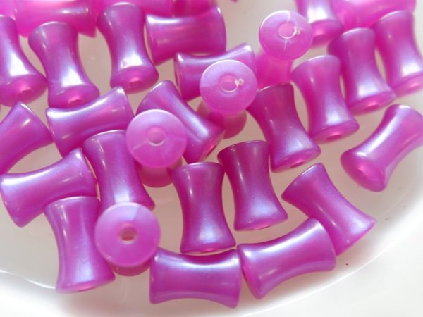 画像3: ジャパンヴィンテージ　プラスチック製ビーズ【パールライズ・チューブ・パープル】 (3)