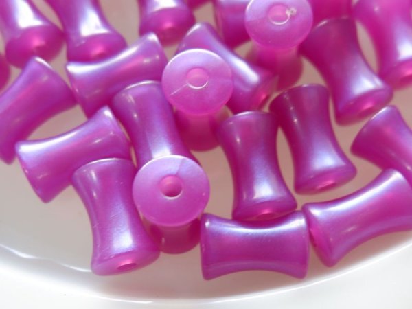 画像2: ジャパンヴィンテージ　プラスチック製ビーズ【パールライズ・チューブ・パープル】 (2)