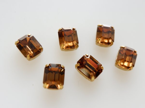 画像1: ヴィンテージスワロフスキー【スモークトパーズ・オクタゴン・10×8ミリ縫い付け用台座】2個 (1)