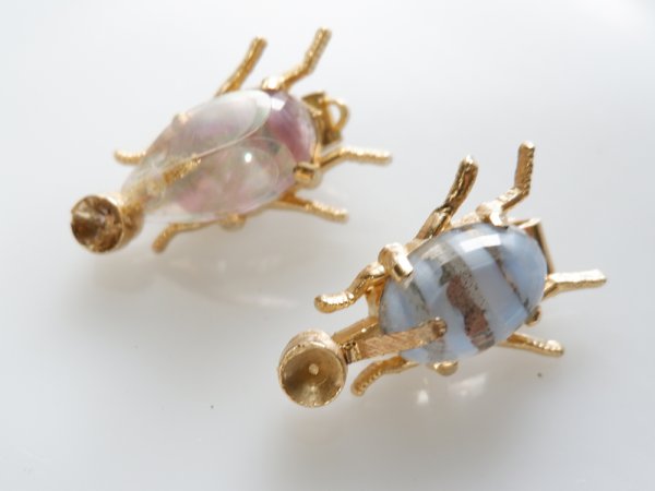 画像3: ヴィンテージBSK  ハットクリップ金具　ストーン付き2点セット　※訳あり (3)