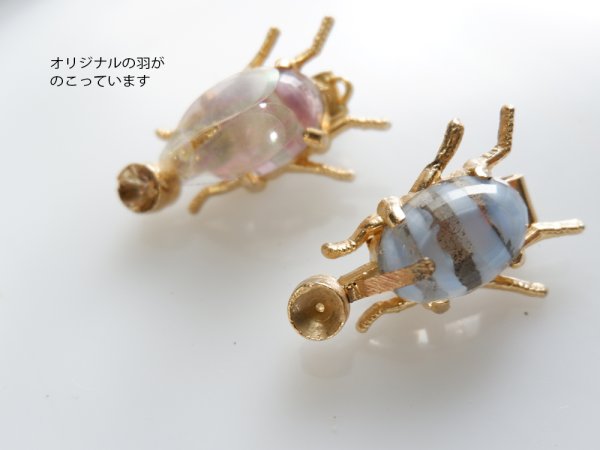 画像2: ヴィンテージBSK  ハットクリップ金具　ストーン付き2点セット　※訳あり (2)