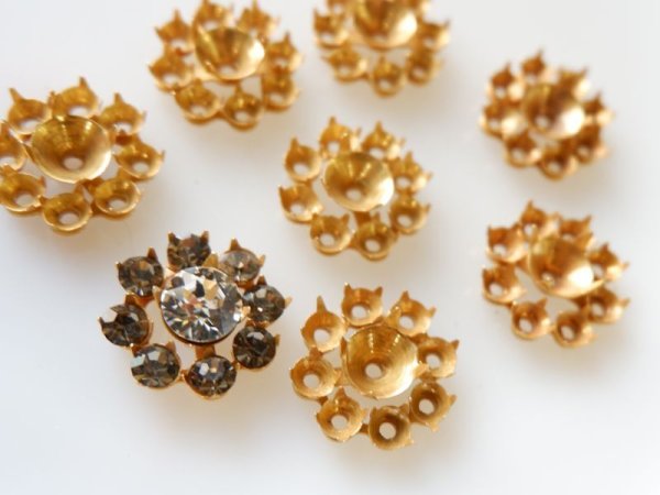 画像2: ミリアムハスケル　ラインストーンセッティング【マットゴールド19ミリ・2個セット】 (2)