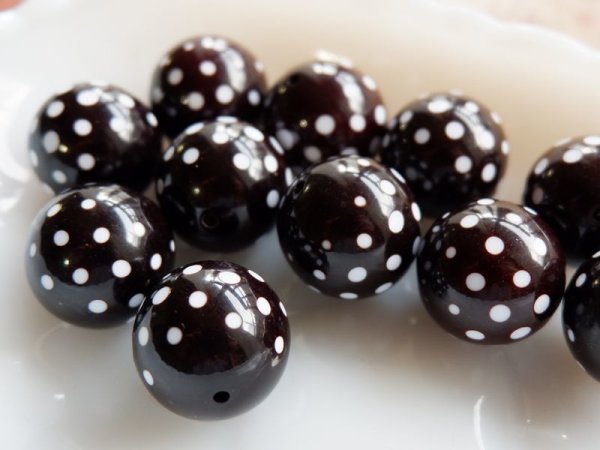 画像3: ドイツヴィンテージ　ブラックのポルカドットビーズ　19ミリ (3)