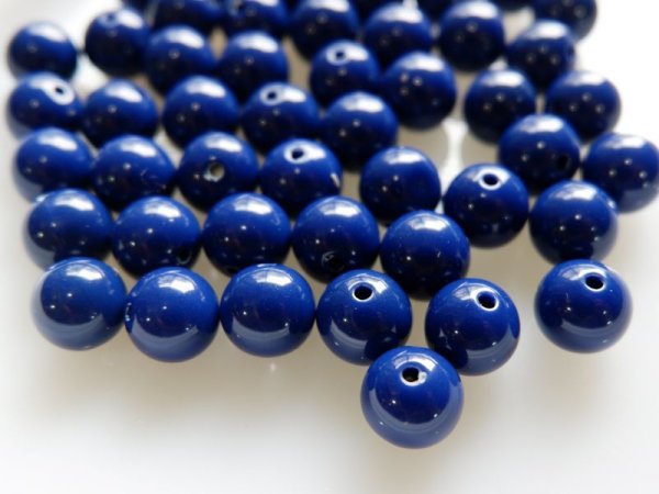 画像2: ドイツヴィンテージ　ルーサイト系ビーズ【ソリッドネイビー・10ミリ】15個 (2)