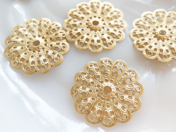 画像2: USA真鍮製　ミリアムハスケルと同じラウンドフィリグリー【中－凹凸】2個 (2)