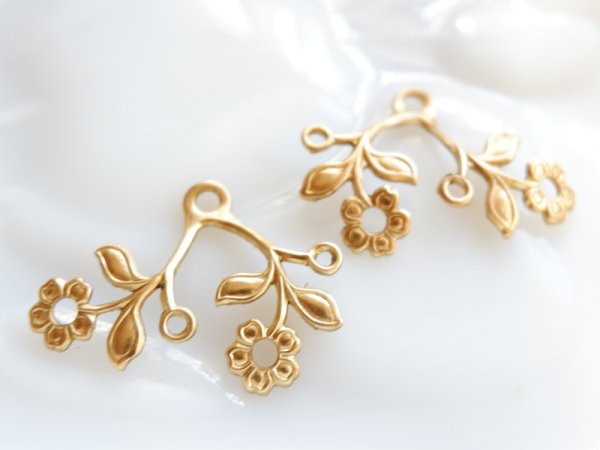 画像5: USA真鍮製スタッカブル・フラワー＆リーブス中　左右対称セット (5)