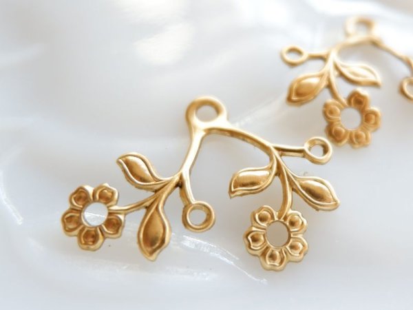 画像4: USA真鍮製スタッカブル・フラワー＆リーブス中　左右対称セット (4)
