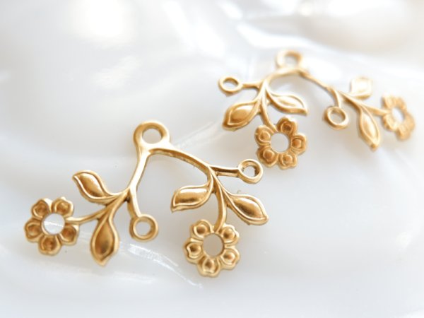 画像2: USA真鍮製スタッカブル・フラワー＆リーブス中　左右対称セット (2)