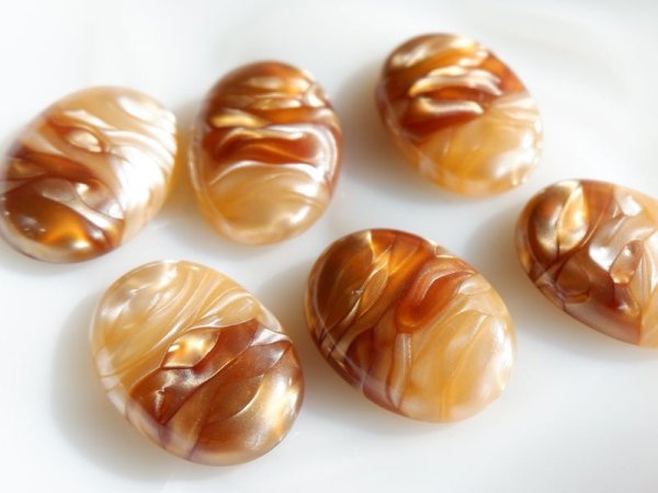 画像4: ヴィンテージ　モザイクカボション25×18ミリ【ブラウン系】2個 (4)