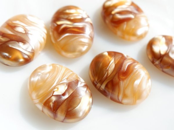 画像3: ヴィンテージ　モザイクカボション25×18ミリ【ブラウン系】2個 (3)