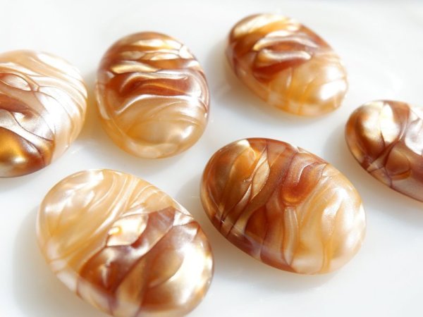 画像2: ヴィンテージ　モザイクカボション25×18ミリ【ブラウン系】2個 (2)