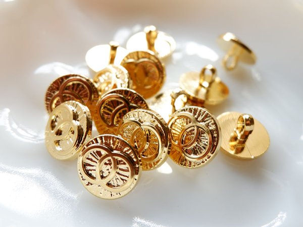 画像4: ヴィンテージのゴールド色ボタン【15.5mm】　4個 (4)