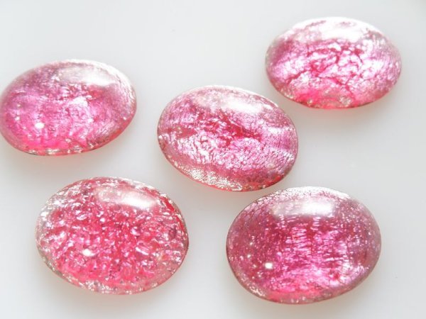 画像4: チェリーブランド・ガラス製カボション【ローズ・シルバーフォイル　30×23ミリ】1個 (4)