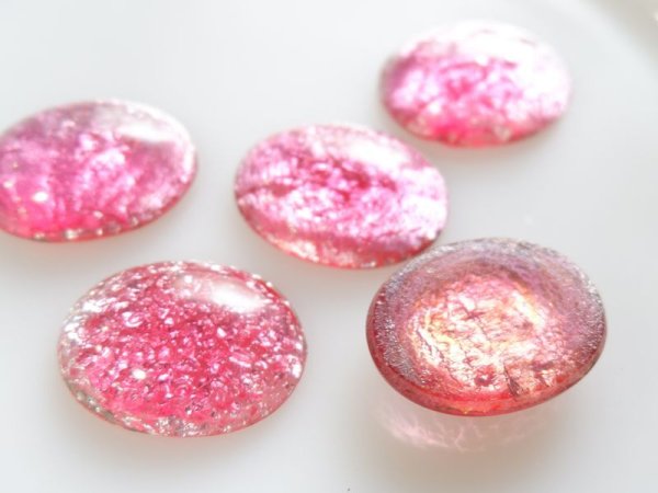 画像3: チェリーブランド・ガラス製カボション【ローズ・シルバーフォイル　30×23ミリ】1個 (3)