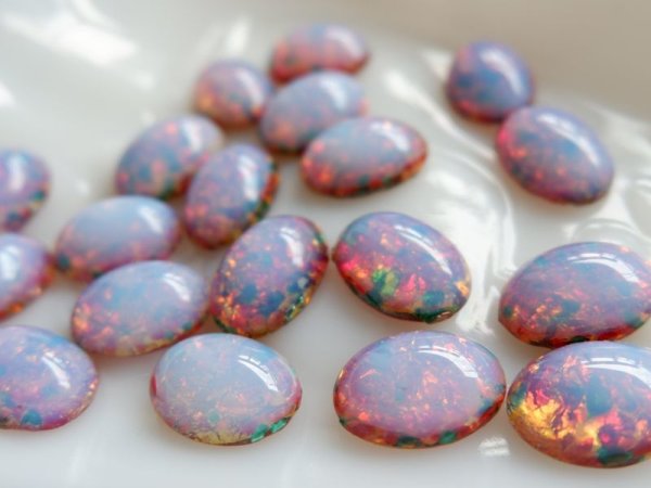 画像3: チェコヴィンテージ　ファイヤーオパール18×13mm　2個　ストーンのみ (3)