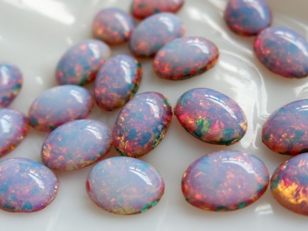 画像2: チェコヴィンテージ　ファイヤーオパール18×13mm　2個　ストーンのみ (2)