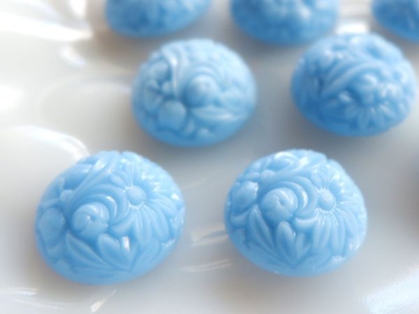 画像2: ジャパンヴィンテージ　プラスチック系のカボション【ブルーフローラル17.5ミリ】2個 (2)