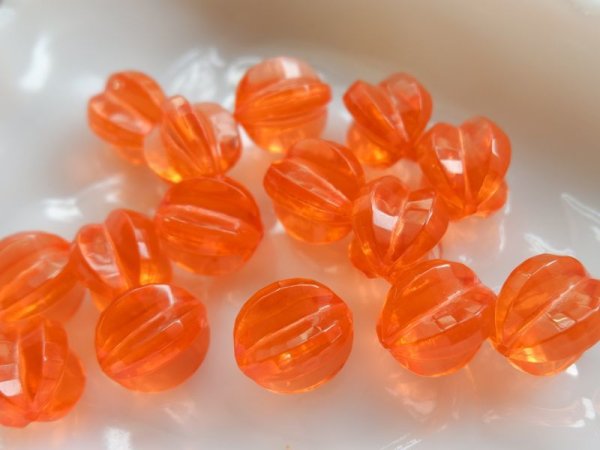 画像2: ヴィンテージ　ルーサイト系ビーズ【透明オレンジ】 (2)