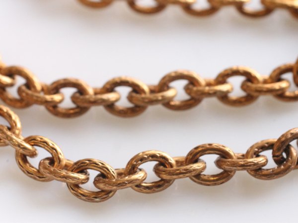 画像4: ヴィンテージ真鍮チェーン【模様のある太アズキチェーン9ミリ幅】1メートル (4)