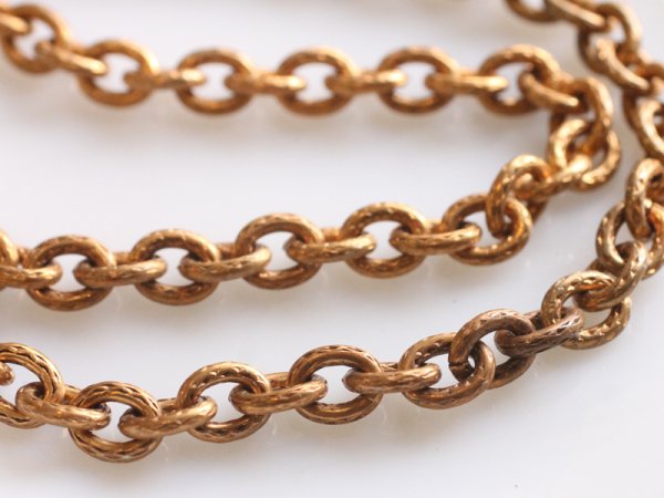 画像3: ヴィンテージ真鍮チェーン【模様のある太アズキチェーン9ミリ幅】1メートル (3)