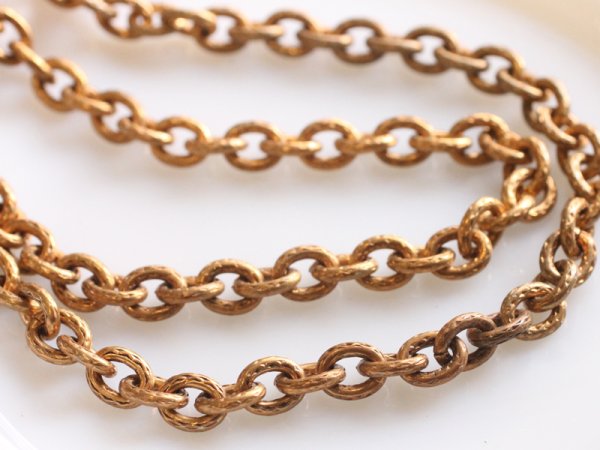 画像2: ヴィンテージ真鍮チェーン【模様のある太アズキチェーン9ミリ幅】1メートル (2)