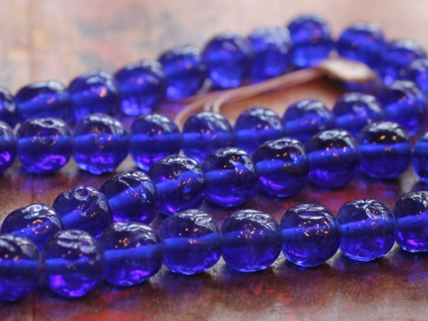 画像3: ジャパンヴィンテージ　サファイア色バロックビーズ　約9-10ｍｍ　約45粒 (3)