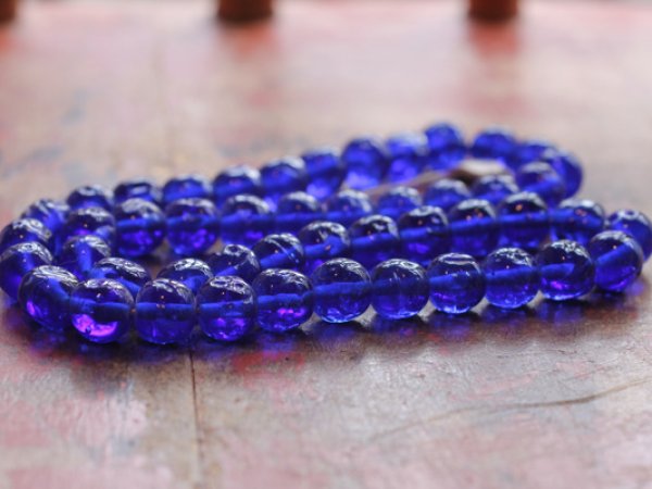 画像4: ジャパンヴィンテージ　サファイア色バロックビーズ　約9-10ｍｍ　約45粒 (4)