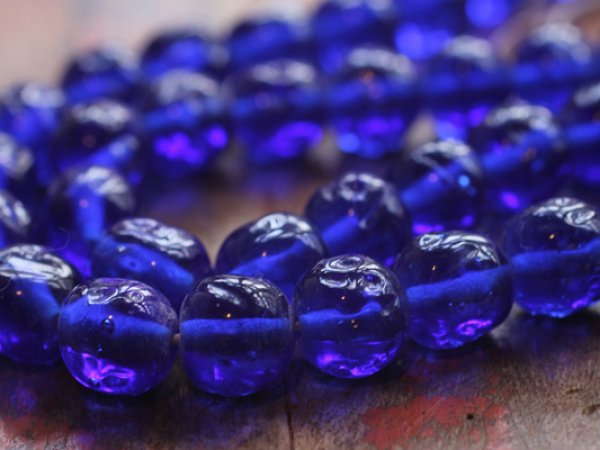画像5: ジャパンヴィンテージ　サファイア色バロックビーズ　約9-10ｍｍ　約45粒 (5)