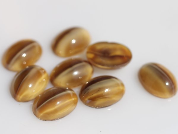 画像3: チェコヴィンテージ　ガラスカボション【オーカーライン】18×13mm 　2個 (3)