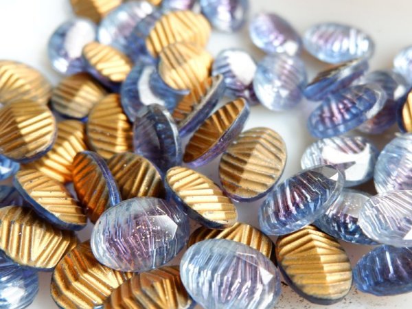 画像5: ドイツヴィンテージ　ラインストーン【ブルー×むらさき・ギブレ】18×13ミリ　カン付きセッティング　2個 (5)