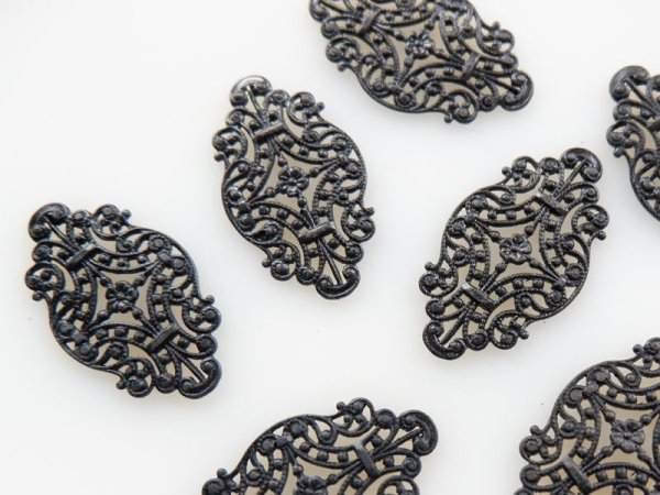 画像2: ミリアムハスケル　【菱形フィリグリー　ブラック】2個　　　ハスケルパーツ (2)