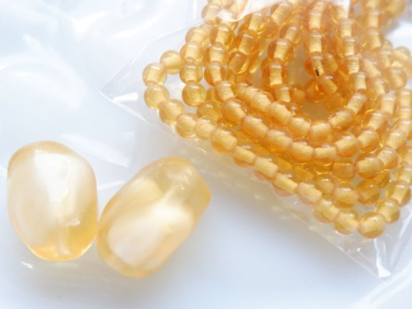 画像3: オーストリアヴィンテージ・ガラスビーズ　【トパーズギブレ】17ミリ　10個 (3)