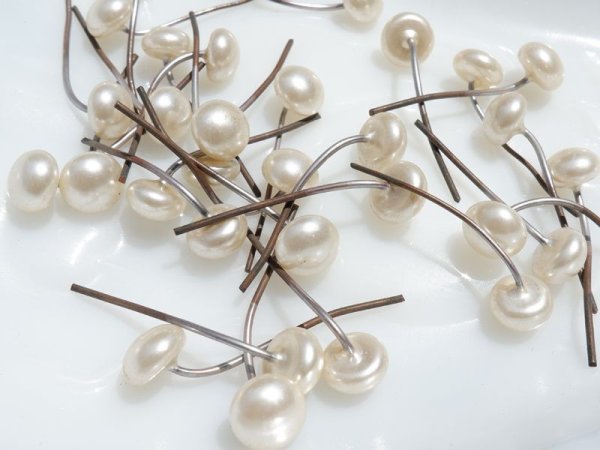 画像3: ガラスパールヘッドピン　直径7－8ミリ　5本 (3)