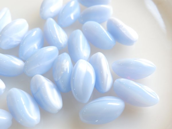 画像3: チェコヴィンテージ・ガラスビーズ【ラージオブロングみずいろ　約19.5ミリ】18個 (3)