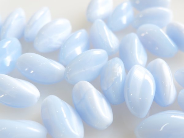 画像2: チェコヴィンテージ・ガラスビーズ【ラージオブロングみずいろ　約19.5ミリ】18個 (2)