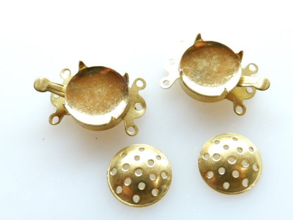 画像2: 真鍮製クラスプ12ミリ【シャワー台付・3連用】2個　 (2)