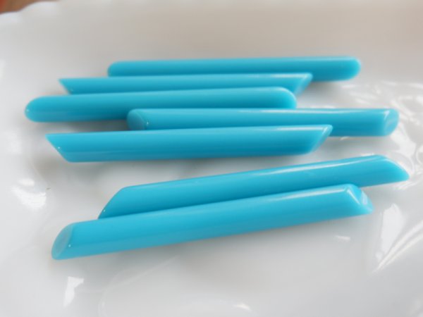 画像3: ヴィンテージ　ルーサイト・シリンダー穴無し【ターコイズブルー】70ミリ　2本 (3)