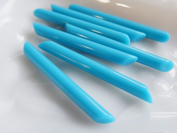 画像2: ヴィンテージ　ルーサイト・シリンダー穴無し【ターコイズブルー】70ミリ　2本 (2)