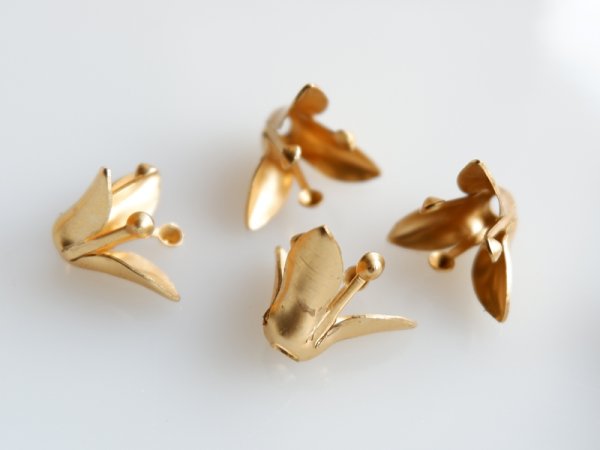 画像3: 注)USA真鍮製 スタッカブルパーツ【3枚花びらのツブツブ】4個 (3)