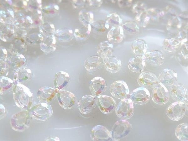 画像2: ドイツヴィンテージ AB色ルーサイトビーズ【トリプル 10.3ミリ】30個 (2)