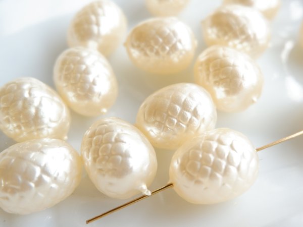画像6: ジャパンヴィンテージ　ルーサイト製テクスチャーパール　10個 (6)