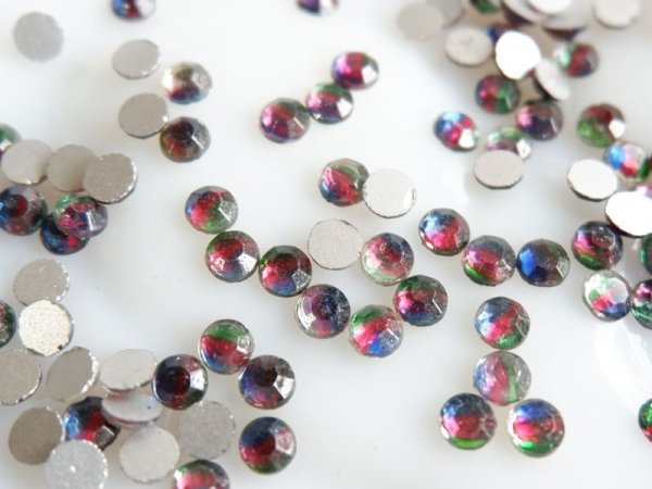 画像2: ヴィンテージ・フラットバックカボション【アイリスガラス・4.6ミリ】20粒 (2)