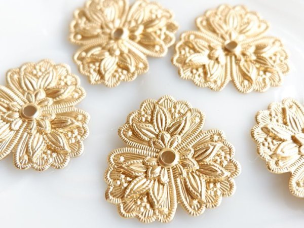 画像3: USA真鍮製 トリプルデコレーション・フラワーパーツ 2個 (3)